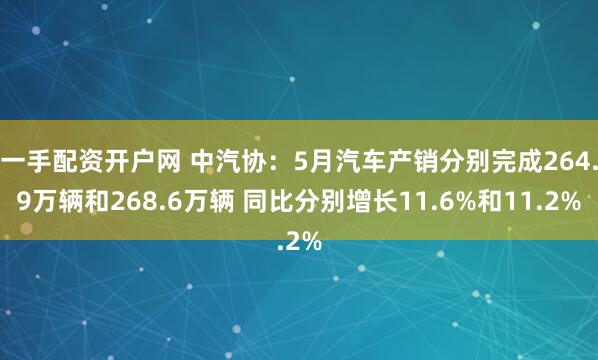 一手配资开户网 中汽协：5月汽车产销分别完成264.9万辆和268.6万辆 同比分别增长11.6%和11.2%